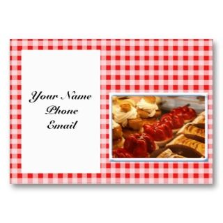 White Checked Plaid Dessert Business Card Templates