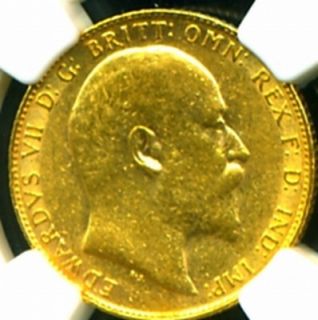 1908 Britain Edward VII Gold Coin Sovereign NGC RARE