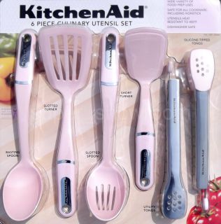 kitchen aid 6 piece set includes basting spoon slotted turner slotted
