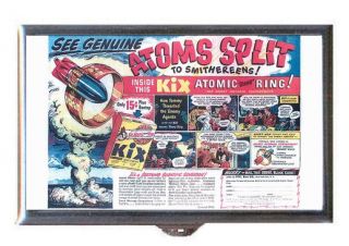 Kix Cereal 1950 Atomic Bomb Ring Retro Ad Guitar Pick or Pill Box USA