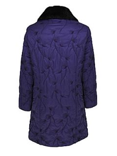 Eastex Floral quilted fur collar jacket Purple   