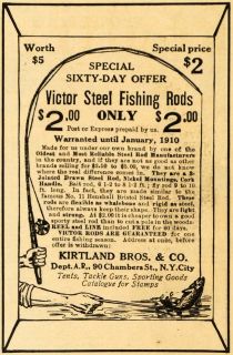 1909 Ad Victor Steel Fishing Rod Kirtland Fish Hook   ORIGINAL