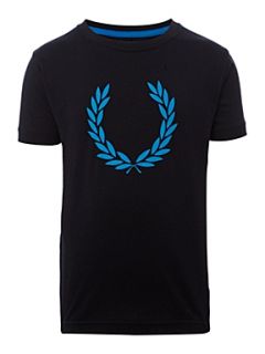 Fred Perry Boy`s short sleeved logo T shirt Navy   