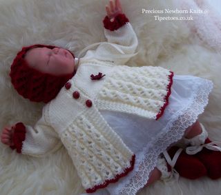 Knitting Pattern Baby Girls Reborn Angelina Matinee Set Coat Bonnet