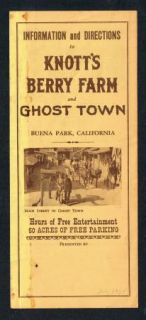 Knotts Berry Farm Directions Information Brochure 1957 Scarce Edition