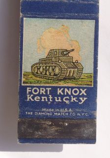 Matchbook Army Tank Military Fort Knox KY Bullitt   Hardin   Meade Co