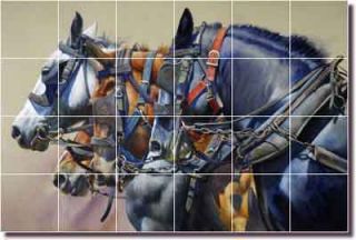 Horses Ceramic Tile Mural Kitchen Backsplash 25 5x17 JFA013