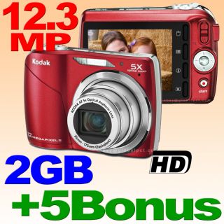Kodak C190 12 3 MP Digital Camera 2SD 5BONUS Red