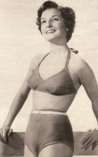 Vintage Knitting Pattern 50s Bikini Swimsuit Bra Shorts