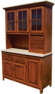 Amish Kitchen Hoosier Cabinet Hutch Baking Pantry Solid Wood Country