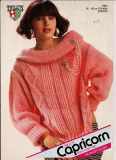Twilleys Knitting Pattern 6964 Ladys Cowl Neck Sweater Bulky Mohair