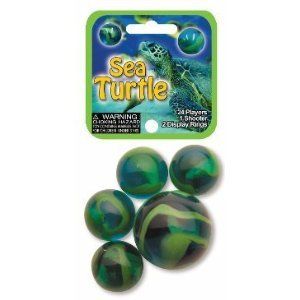 Mega Marble 24 Collectible Marbles 1 Shooter Net Bag Sea Turtle