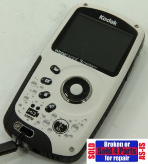 As Is Broken Kodak PlaySport ZX3 White Purple Video Camera 1080p for