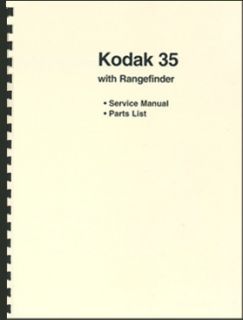 Kodak 35 w Rangefinder Repair Manual Parts List
