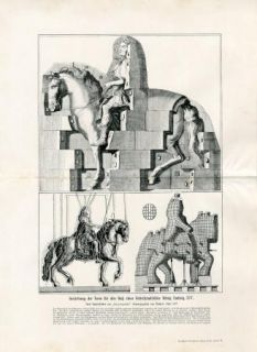 C1900 French King Louis XIV Monument Antique Print H Kraemer