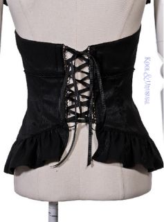 Fab Black Victorian Vest with Corset Ties and Lace RQBL * Goth Gothic