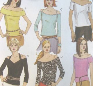 Misses Knit Tops Sewing Pattern Neck Strap Sleeve Variations 1 Hour