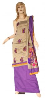 Premium Crosia Work Kora Silk Salwar Kameez Suit Dress Material