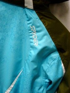 Spyder Kyds Girls Mynx Snow Ski Jacket Aqua Print White Turf Size 10