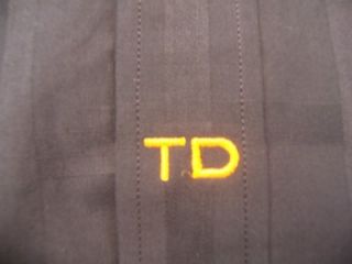 Thomas Dean L/S Shirt Brown Pane Print w/ Contrasting Cuffs Mens M