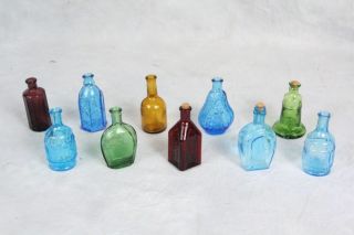 L50 Large Lot Collectible Miniature Mini Glass Medicine Bottles Colors
