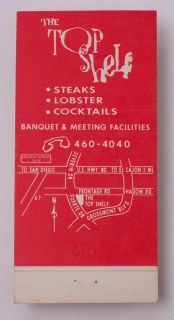 1960s Matchbook The Top Shelf Steaks La Mesa CA MB