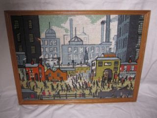 Suberb Vintage L s Lowry Framed and Glazed Tapestry Wool Work Picture
