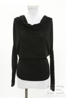 Agence Black Shimmer Draped Neck Long Sleeve Top Size XS New