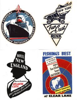 20 Retro Luggage Labels Stickers World Travel Hotels