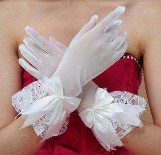 Womens White Wedding Gloves, Lacy Formal dress glove, princess gloves