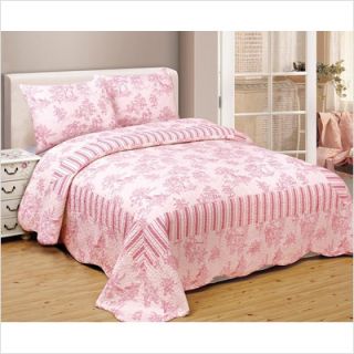Thro Toile 100 Cotton Quilt Set in Pink White