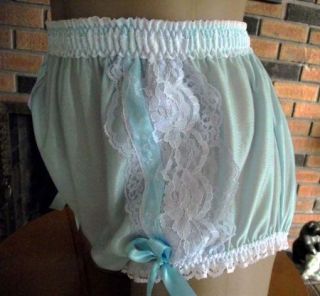 Lacey Blue Handmade Sissy Panties Lav White Lace w Satin Ribbon Bows