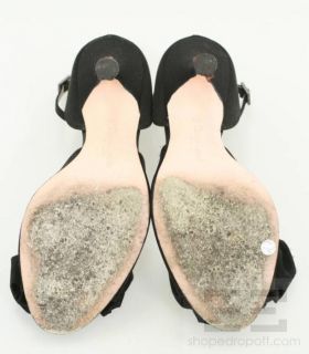 Christian Lacroix Black Ruched Satin Peep Toe Heels Size 36