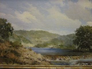 Texas Hill Country Lake Landscape Original Oil Painting w A Slaughter
