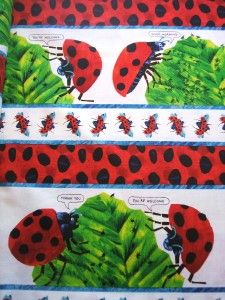 Andover Grouchy Ladybug Bug Stripe Eric Carle Fabric Yd
