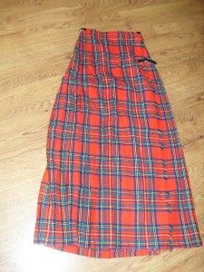 Laird Portch Scottish Kilt Wool Skirt Long Red Plaid Tartan Womans
