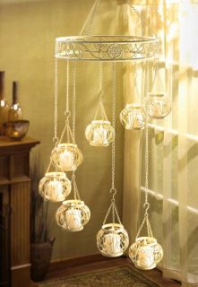 Hanging Grand Candle Chandelier 8 Lacy Birdcage Holders Use Indoors or