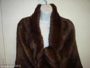 New Adrienne Landau Knit Mink Over Size Triangle Fur Wrap Shawl w