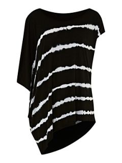 Label Lab Striped oversize asymmetric tee Black & White   