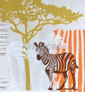 Browns Animal Zebra Tree Landscape Pictrue Bathroom Fabric Shower
