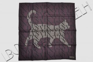 Lanvin RP 400$ Purple Silk Scarf with Cat Print Sale