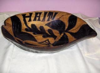Vintage Large Hand Carved Wooden Salad Fruit Bowl Decor Haiti Nice