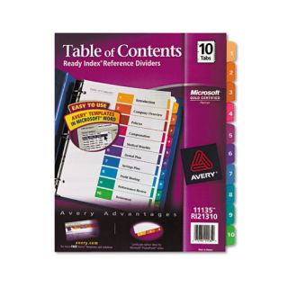 Avery Ready Index Contemporary Table of Contents Divider, 1 10, Multi