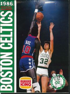 Celtics 1986 Official Calendar Burger King Coupons Schedule Larry Bird