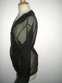 Mint Krista Larson Black Sheer Wrap Around Blouse Top Silk One Size