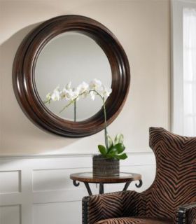 Large Round Wood Beveled Wall Mirror Porthole Style Circular Wooden