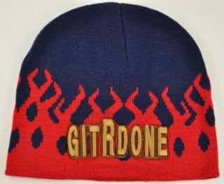 New Git R DONE Larry The Cable Guy Beanie Knit Cap Skull Flame WN Navy