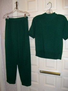 San Remo by Laura Knits Green 3 PC Suit Outfit Sz M Petite
