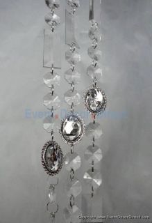 6ft Large Acrylic Crystal Strand w Silver Pendants Wedding Decoration