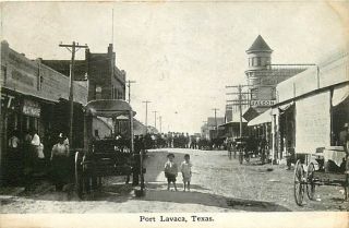 TX Port Lavaca Street Scene Meat Market Saloon mailed 1912 K33951